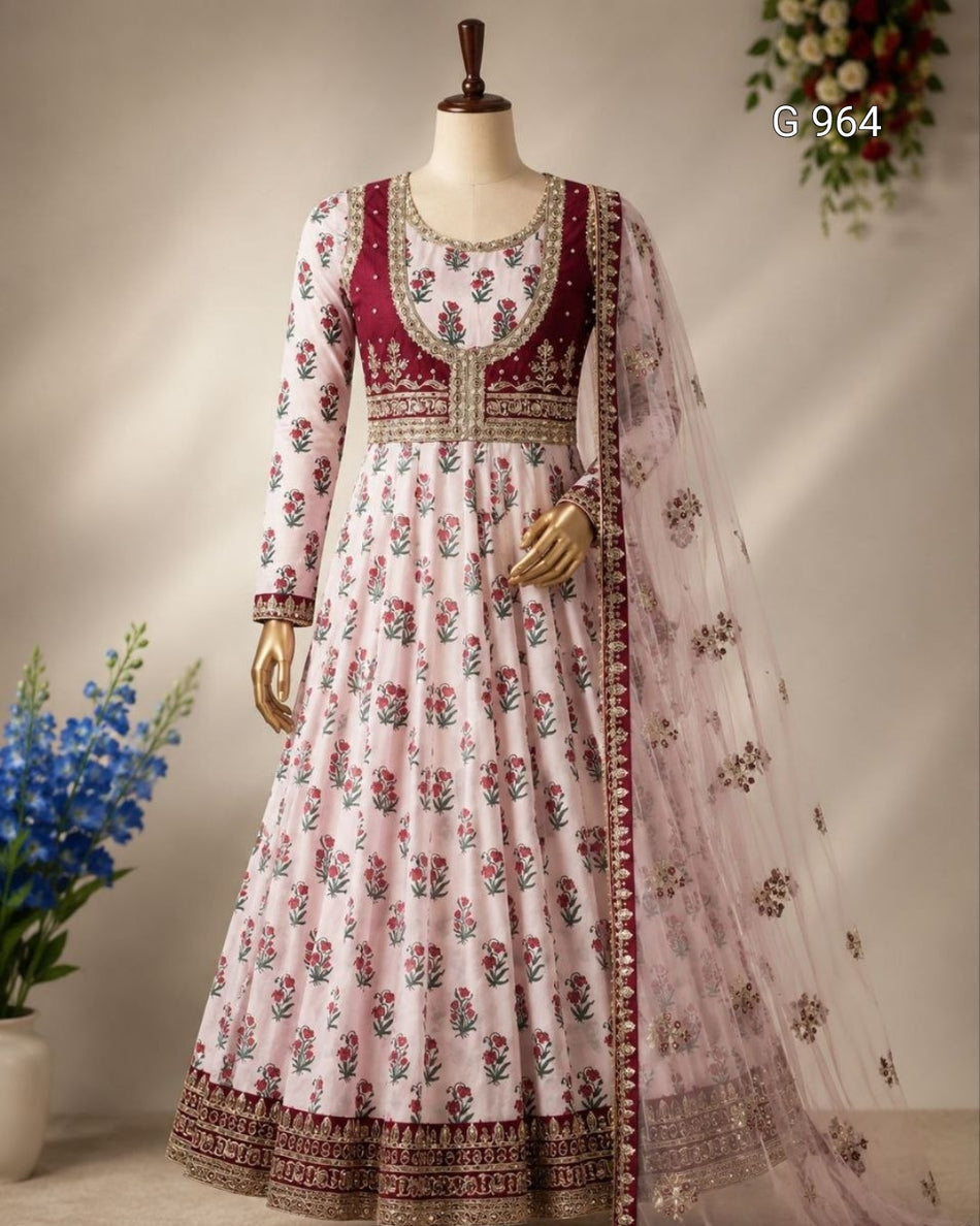 Stylish Sequins Embroidered Gown Collection - G 964