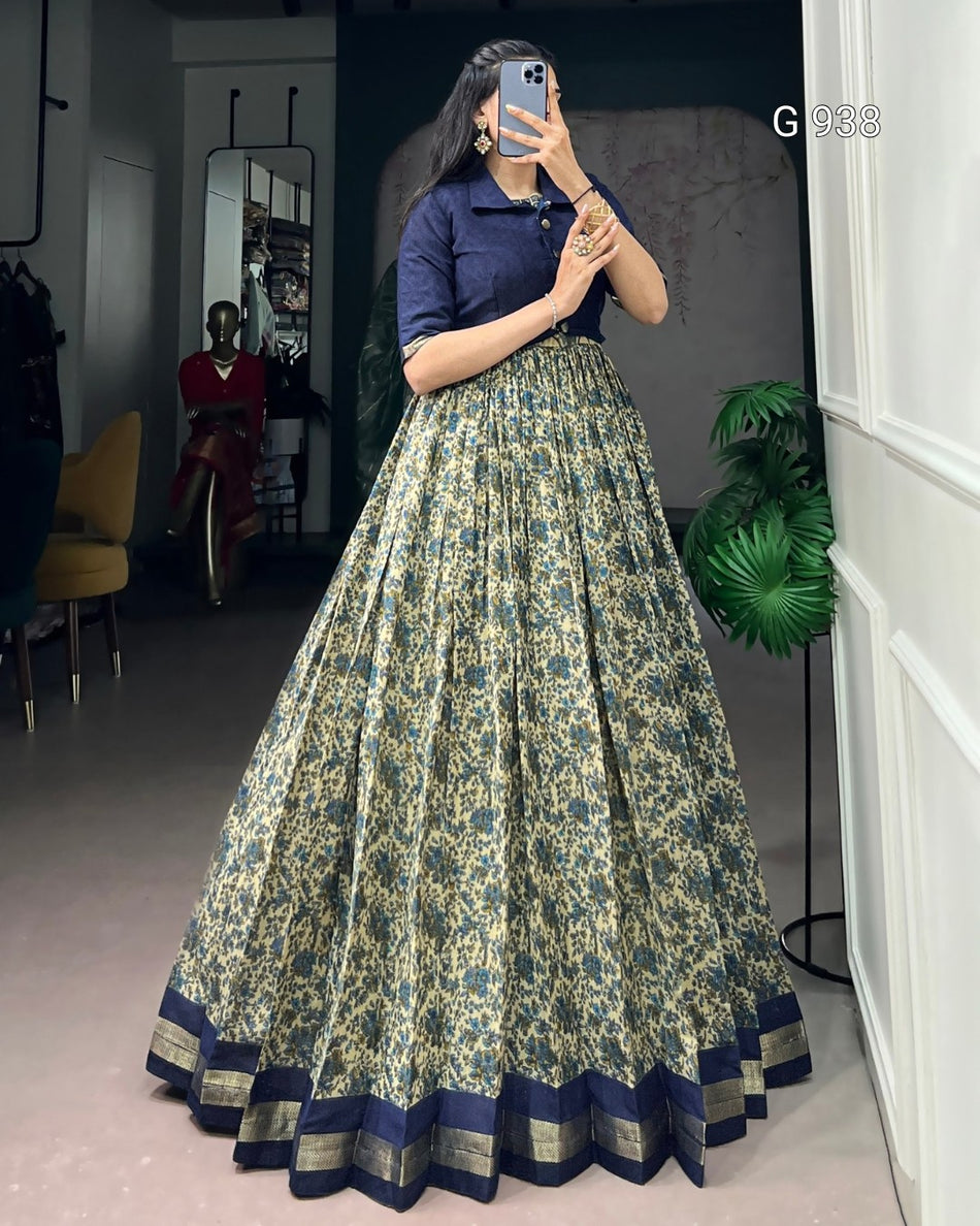 Premium Long Dress with Koti - G 938