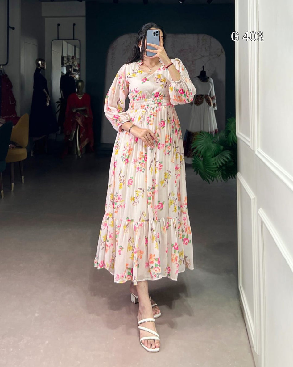 Georgette Frock with Floral Print – G 403