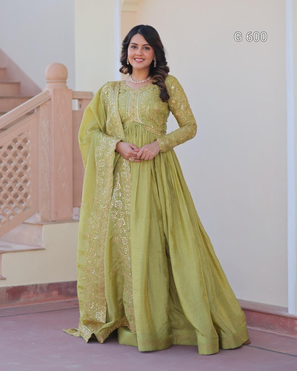 Trending Gown Dupatta Set for Festive Wear - G 600