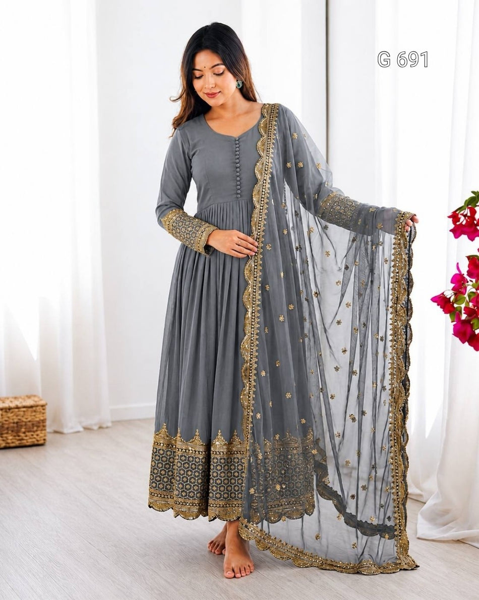 Luxurious Sequence Work Anarkali with Ethnic Charm - G 691