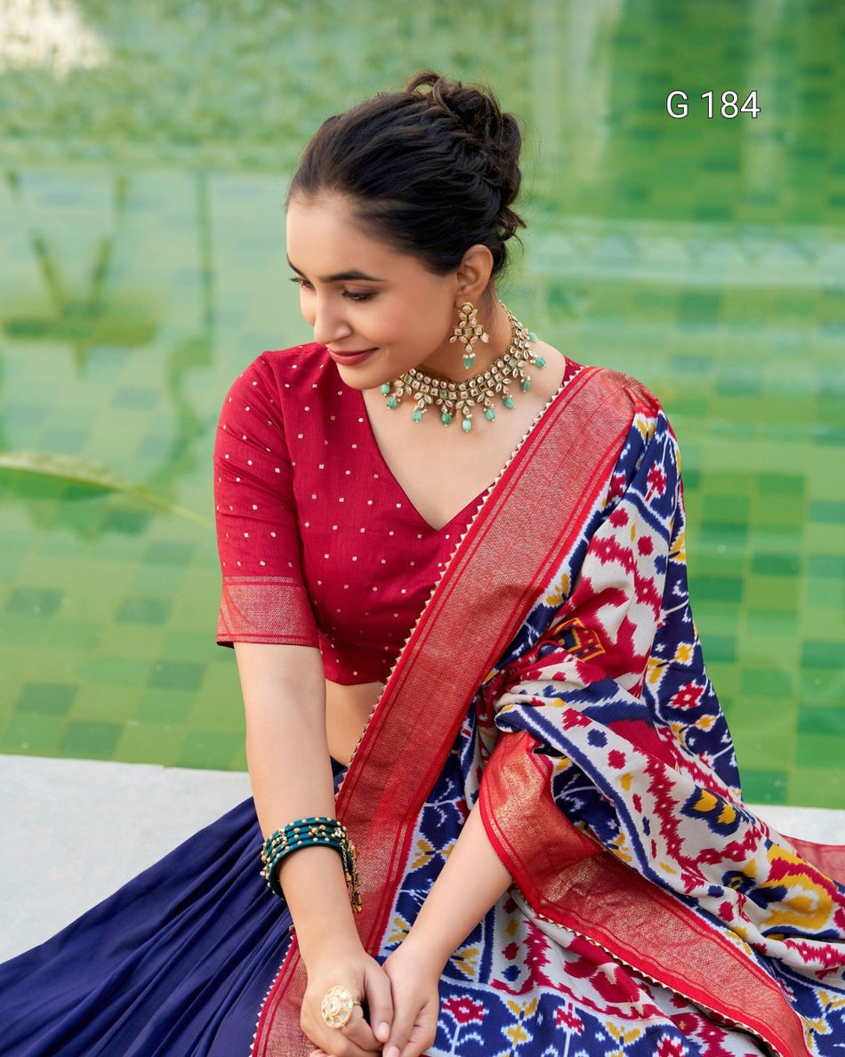 Tussar Silk Lehenga with Patola Print & Foil Work – G 184