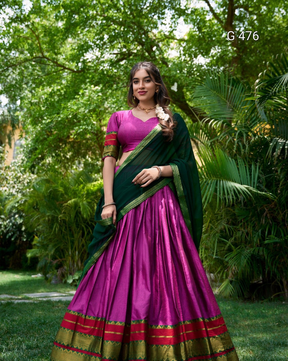 Traditional Half Saree with Georgette Dupatta Design - G 476