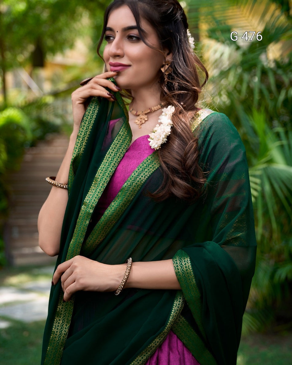 Traditional Half Saree with Georgette Dupatta Design - G 476
