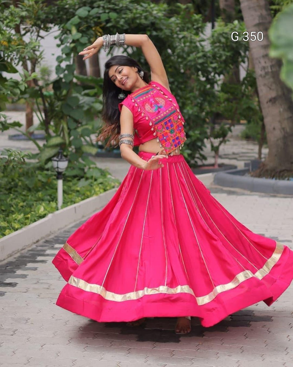 Roman Lehenga with Gota-Patti Lace & Mirror Embroidery - G350