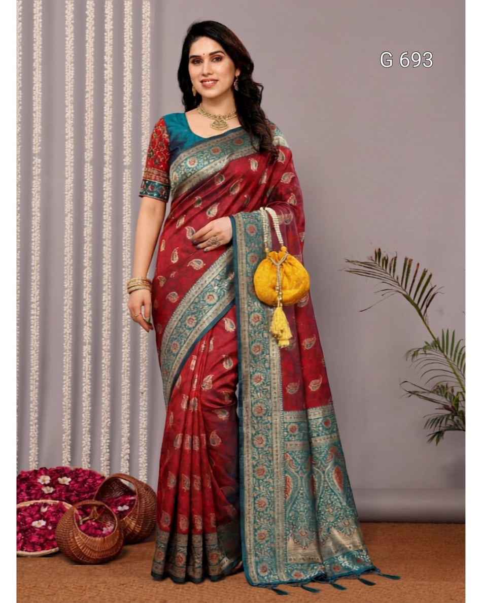 Luxurious Traditional Saree with Modern Royal Touch G 693