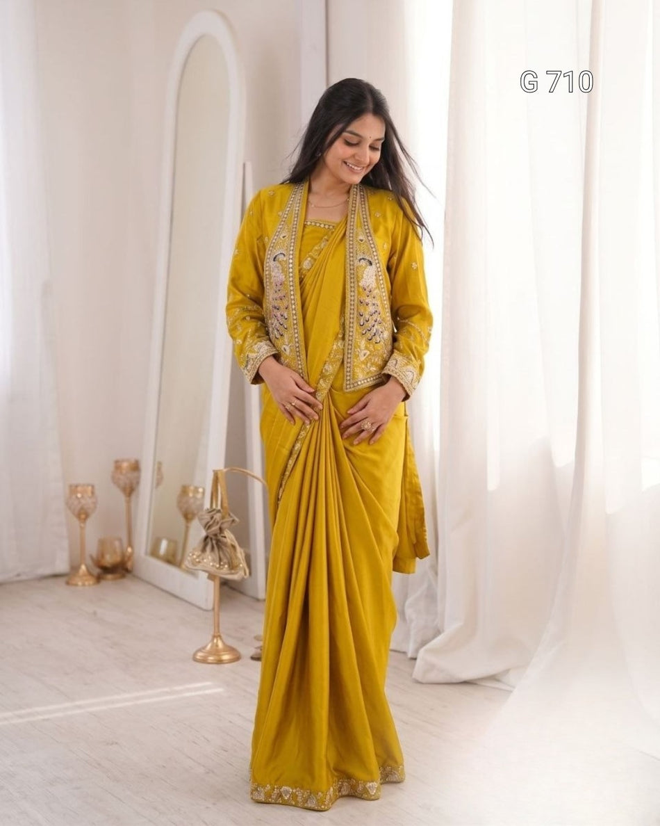 Graceful Party Wear Saree with Designer Jacket G 710