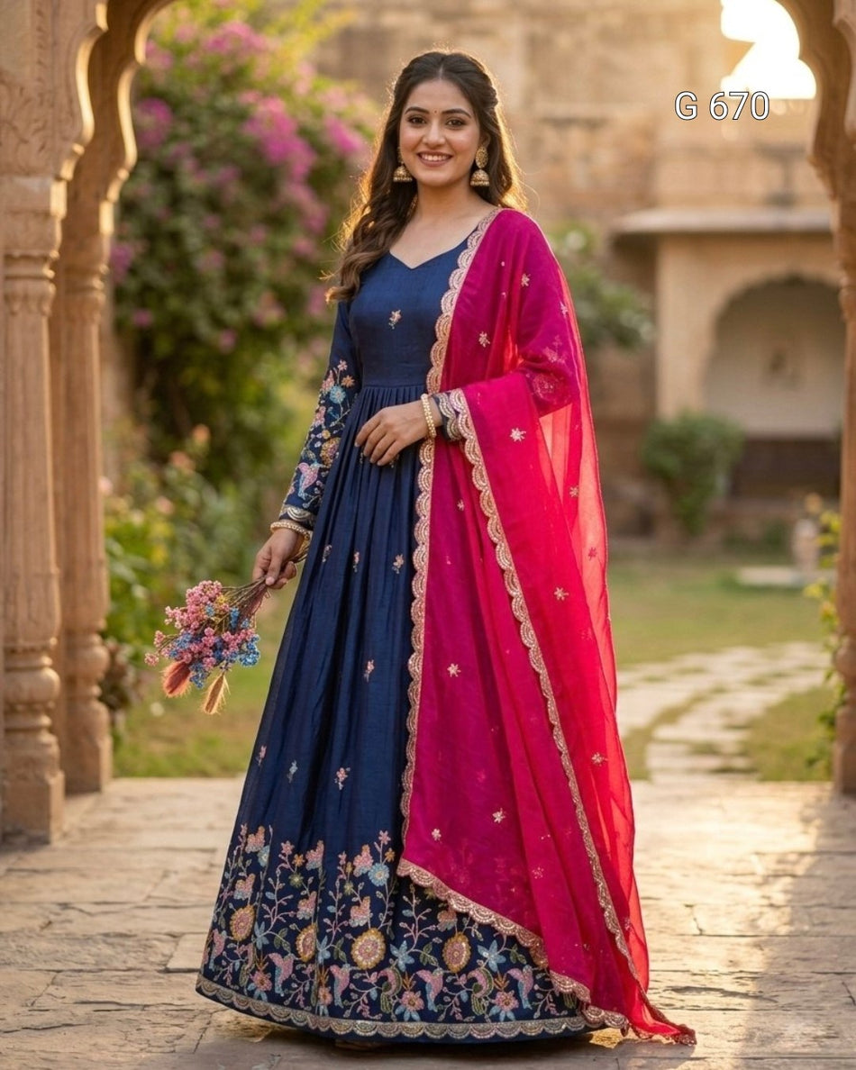 Trendy Designer Gown with Timeless Festive Elegance G 670