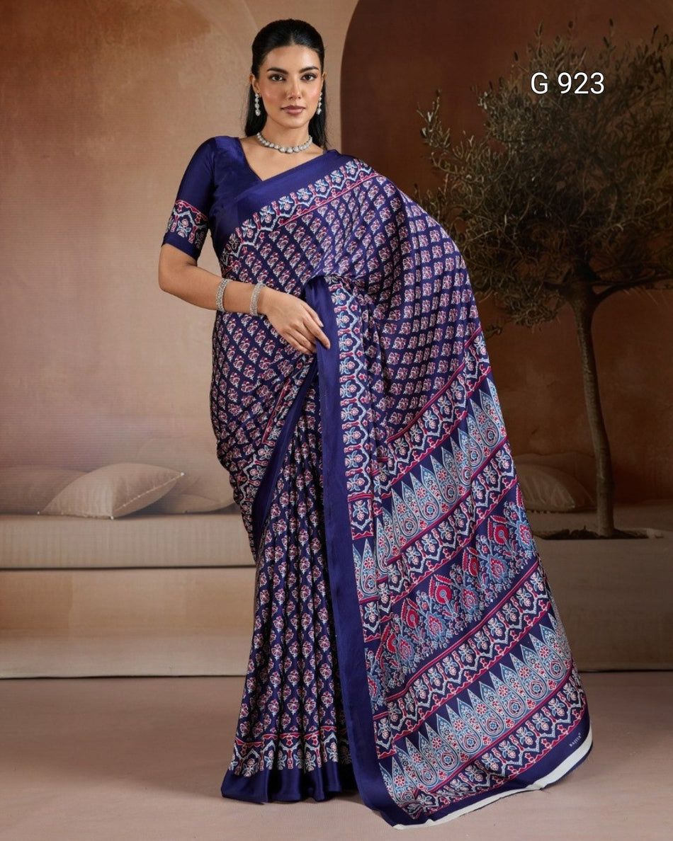Women's Traditional Ajrakh Ethnic Saree - G 923