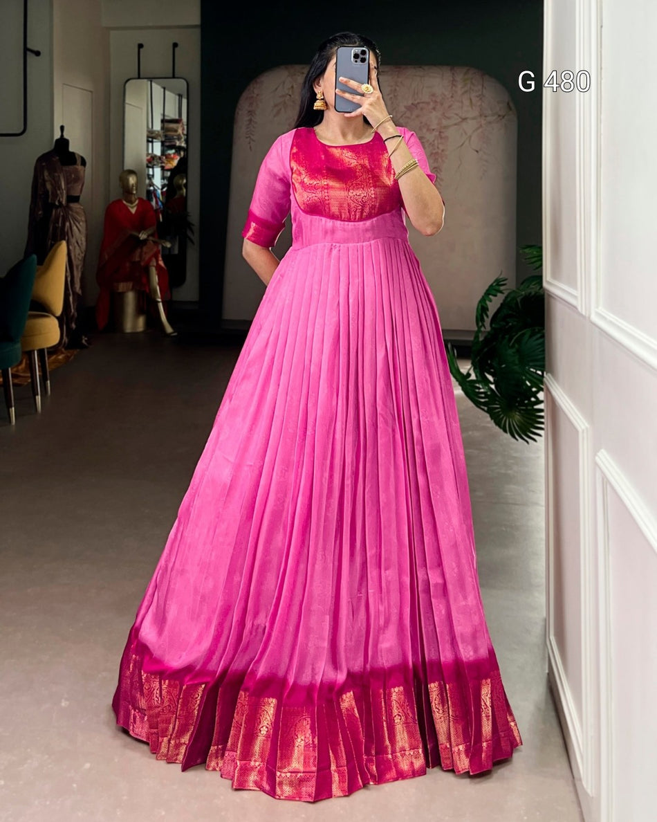 Elegant Long Dress with Smooth Marshmello Fabric - G 480