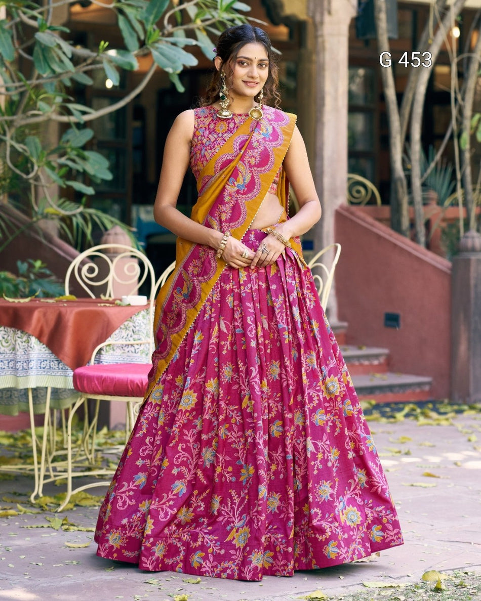 Festive Tasar Silk Lehenga with Soft Elegant Shine -  G 453