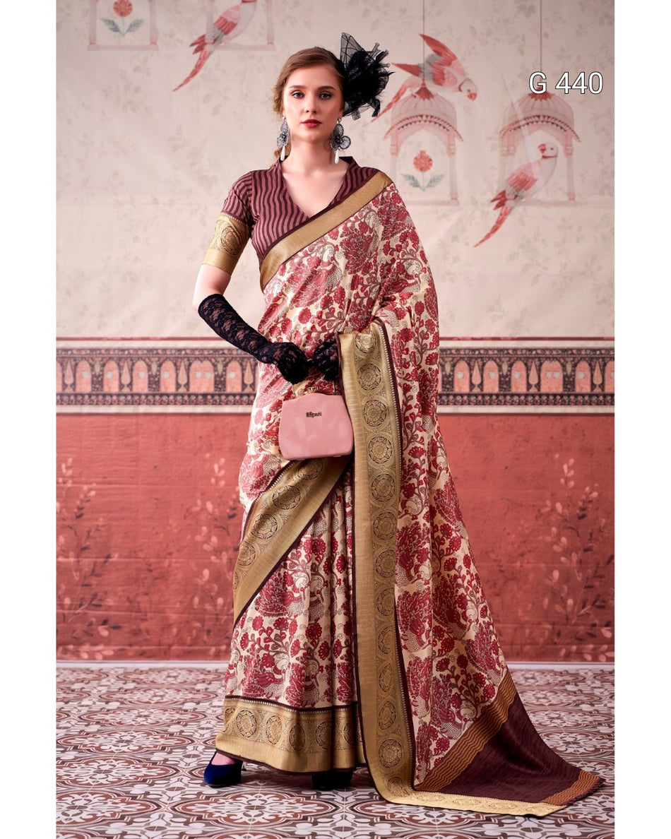 Classic Tasar Sarees with Shimmering Viscose Borders - G 440