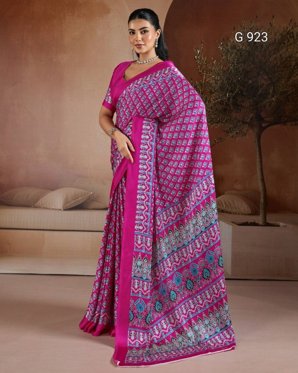 Women's Traditional Ajrakh Ethnic Saree - G 923