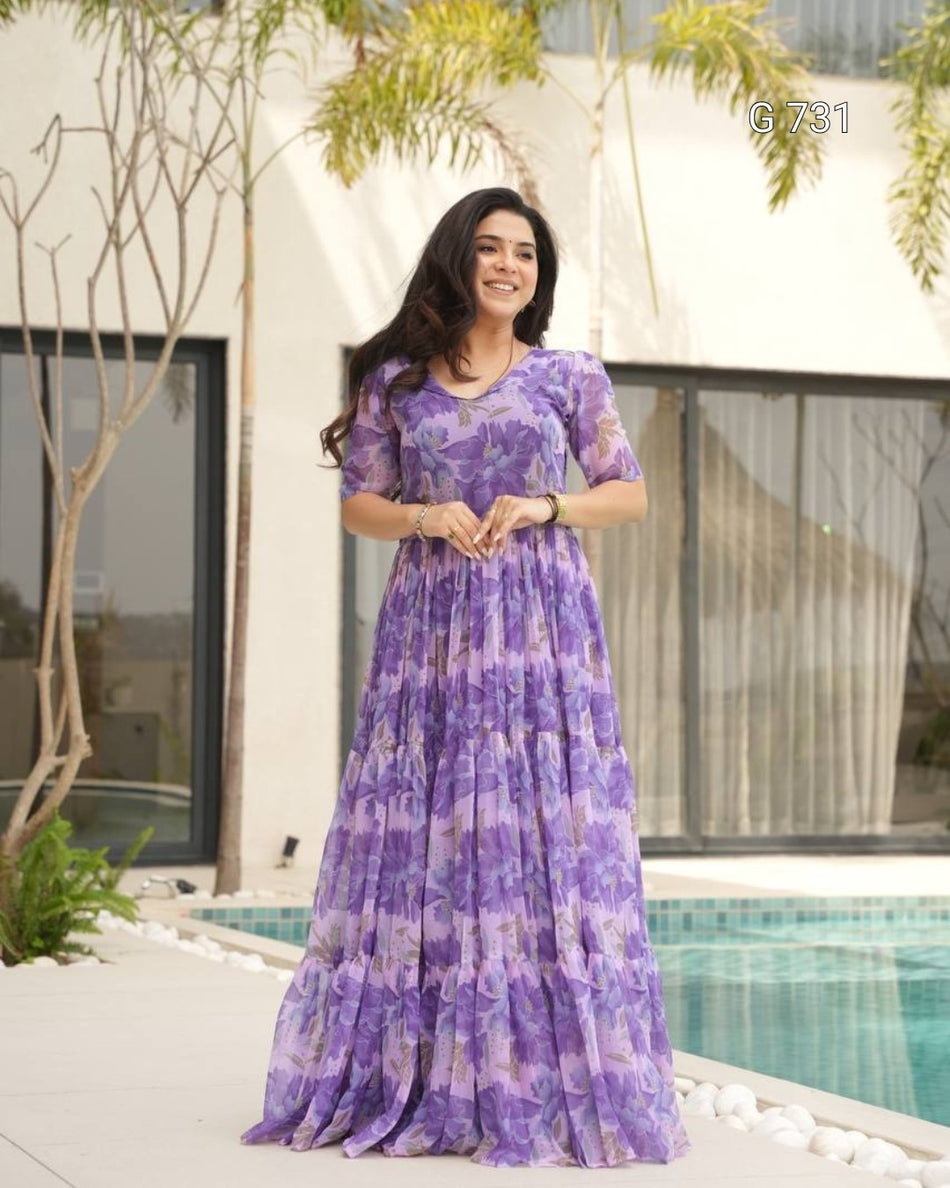 Beautiful Designer Gown with Graceful Twirl Appeal G 731