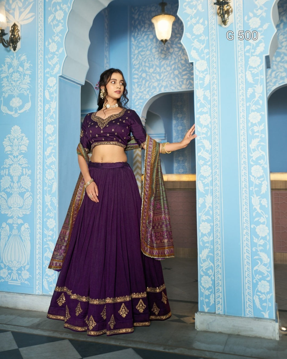 Graceful Vichitra Silk Lehenga for Special Occasions - G 500