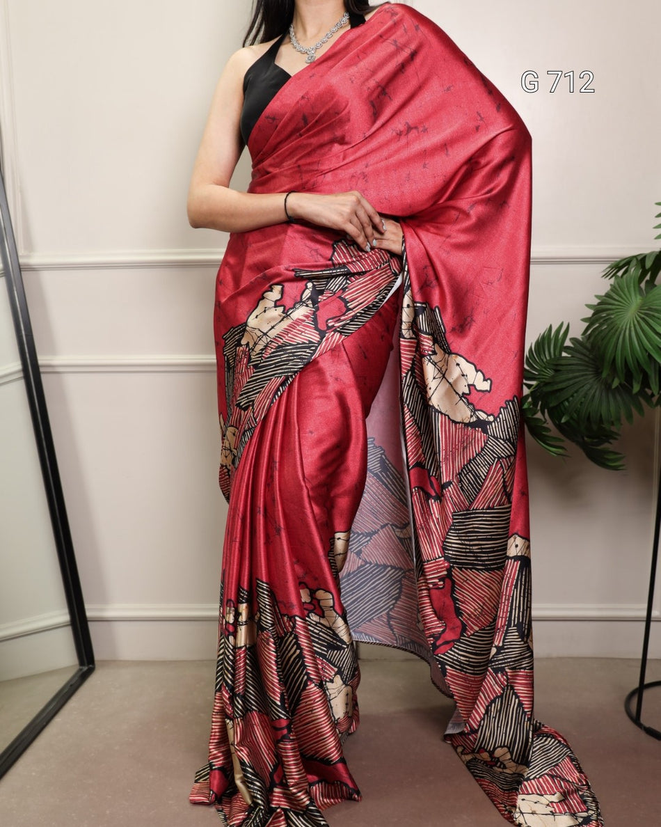 Elegant Satin Saree with Sophisticated Modern Style G 712