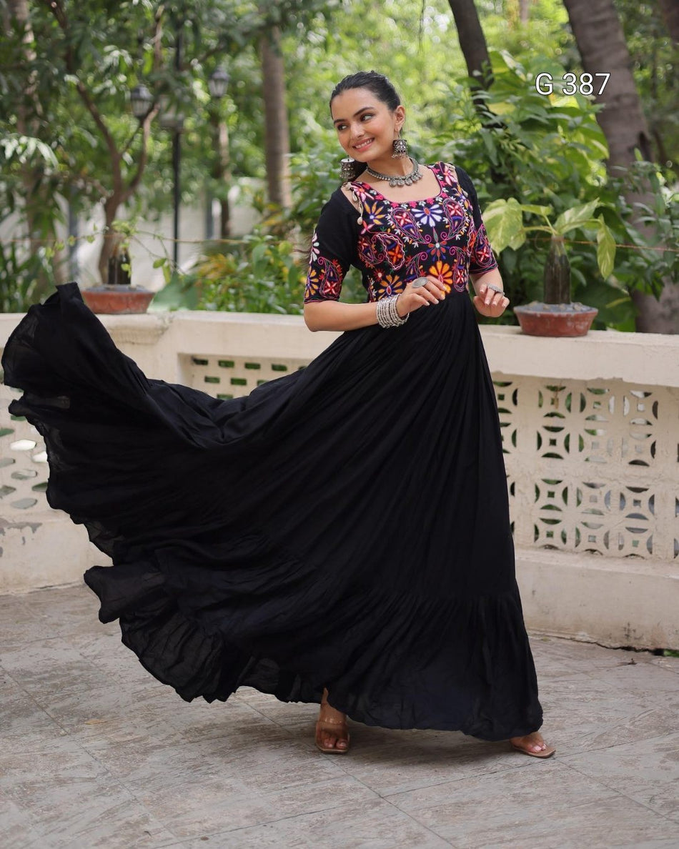 Reyon Gown with Kutchi Gamthi Embroidered Thread Work – G 387