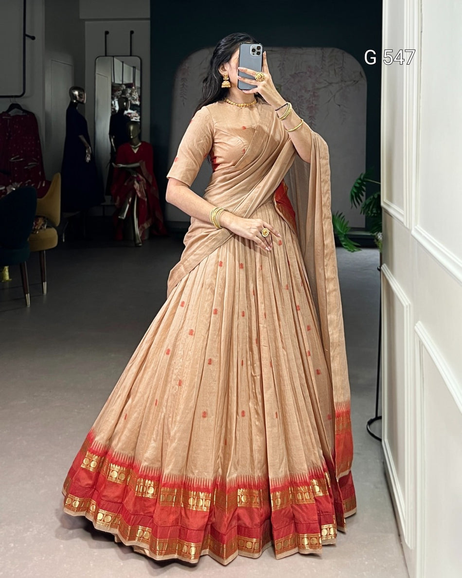 Beautiful Chanderi Cotton Lehenga for Festive Occasions - G 547