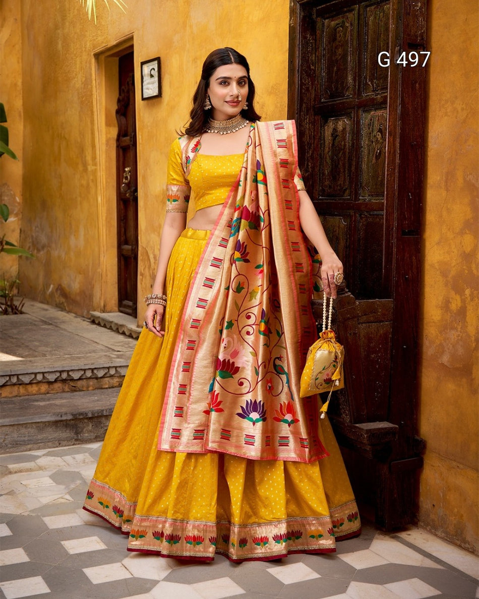 Premium Paithani Lehenga with Lace Border Design - G 497