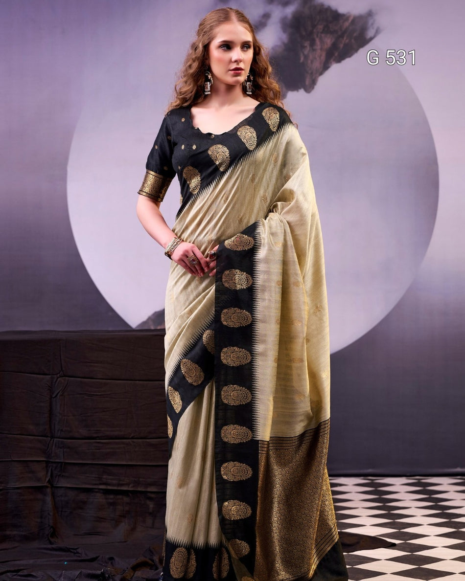 Festive Poly Cotton Sarees with Elegant Zari Work - G 531