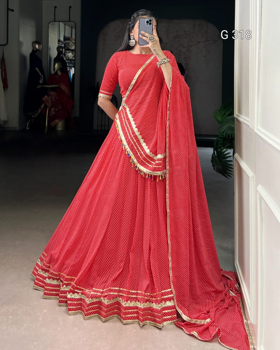 Georgette Lehenga with Printed Lace Touch Up – G318