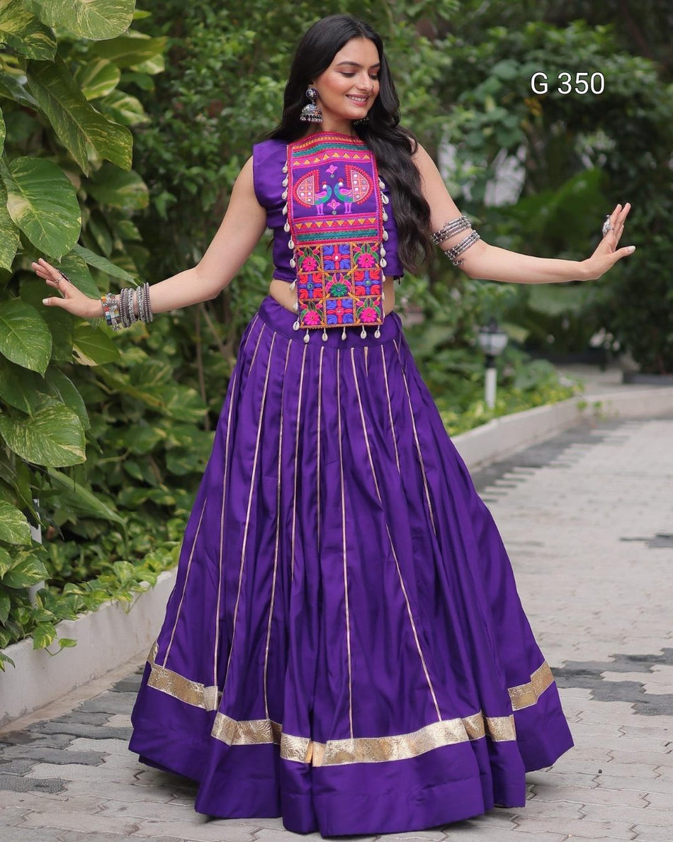 Roman Lehenga with Gota-Patti Lace & Mirror Embroidery - G350