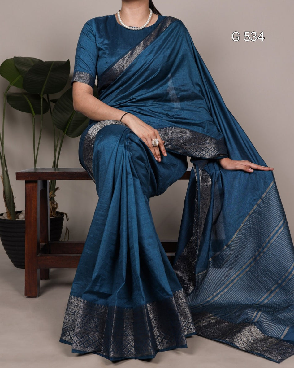 Stylish Stripe Pallu Sarees with Elegant Borders - G 534