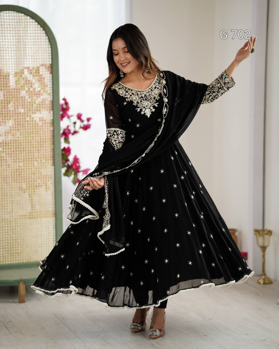 Luxurious Rainbow Sequence Anarkali for Celebrations G 702
