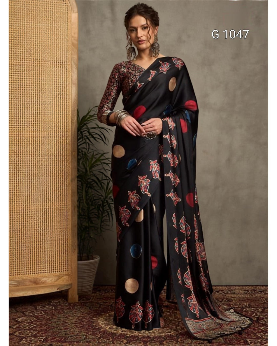 Stylish Gaji Satin Sarees for Every Occasion - G 1047