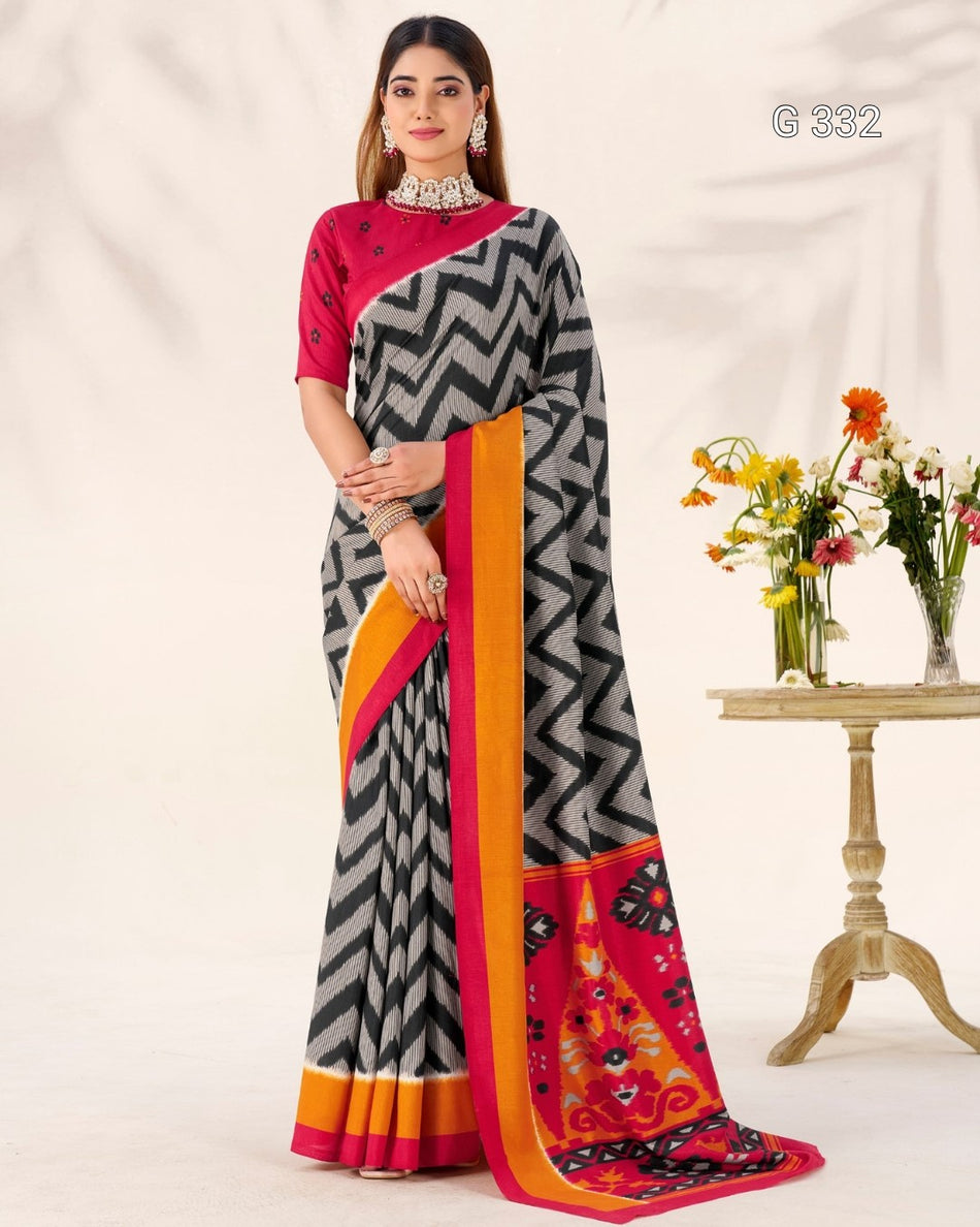 Tasar Silk Saree with Printed Design – G 332