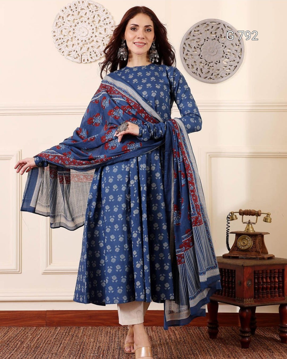 Women's Ethnic Rayon Kurti Pant Dupatta Collection G 792
