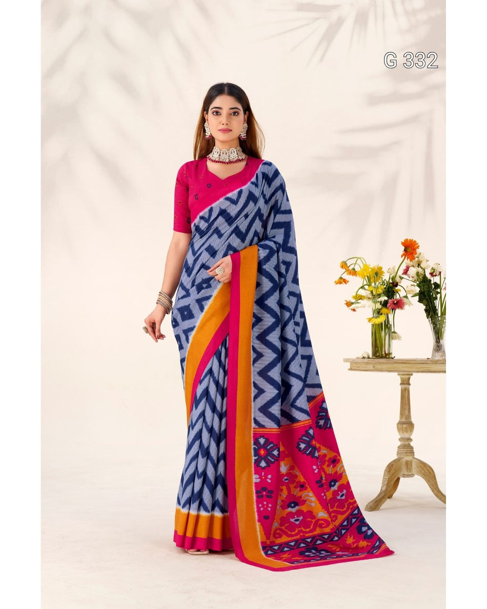 Tasar Silk Saree with Printed Design – G 332