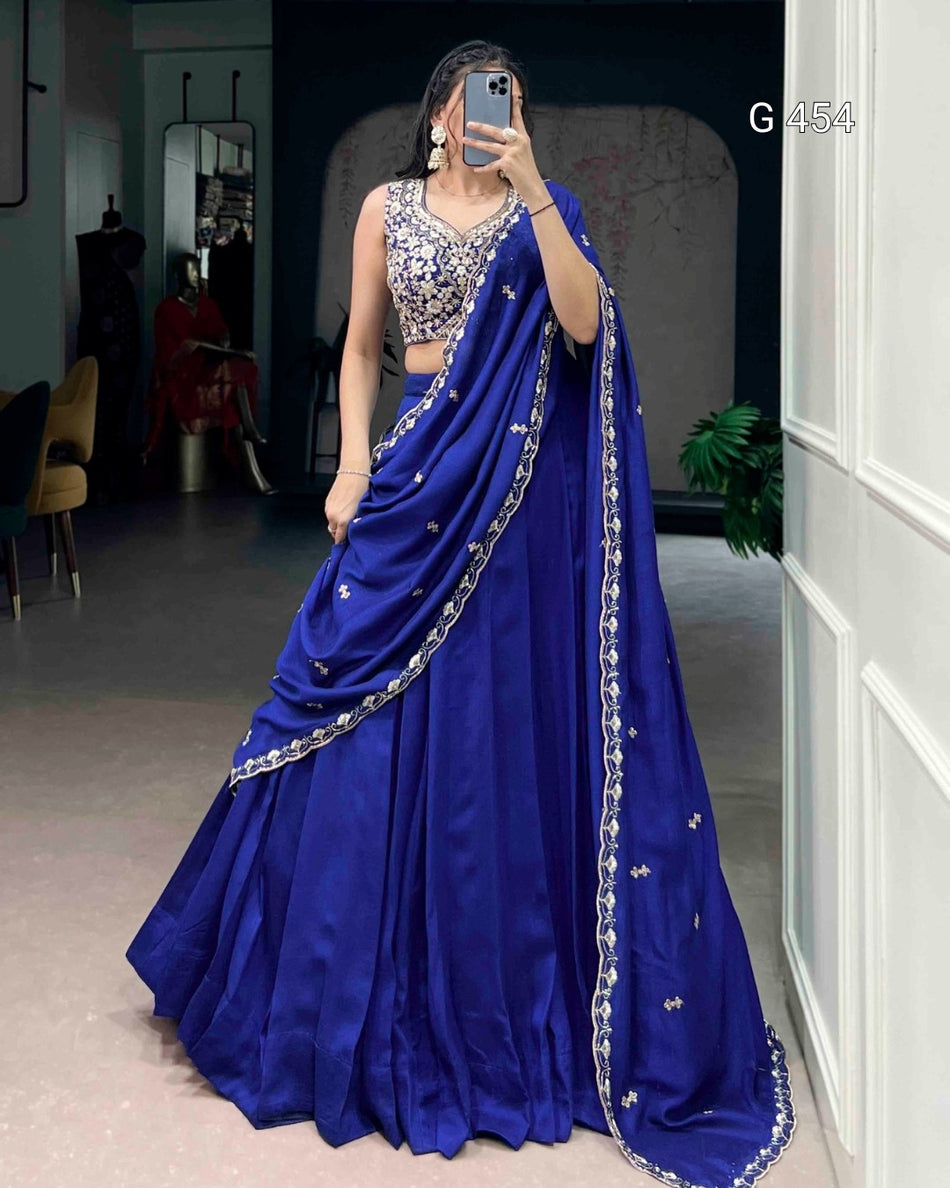Beautiful Kashmiri Lehenga with Beads Embroidery Detail - G 454