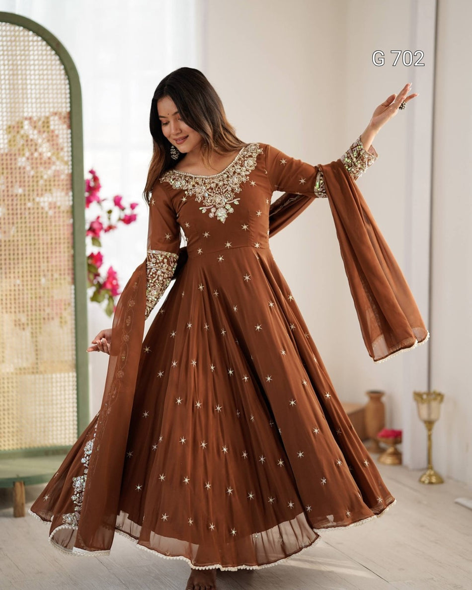 Luxurious Rainbow Sequence Anarkali for Celebrations G 702
