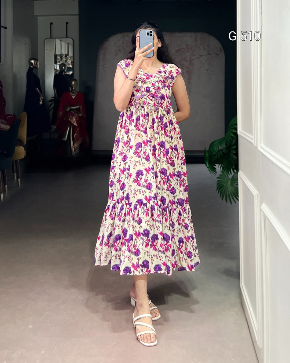 Stylish Floral Silk Ethnic Outfits with Grace - G 510