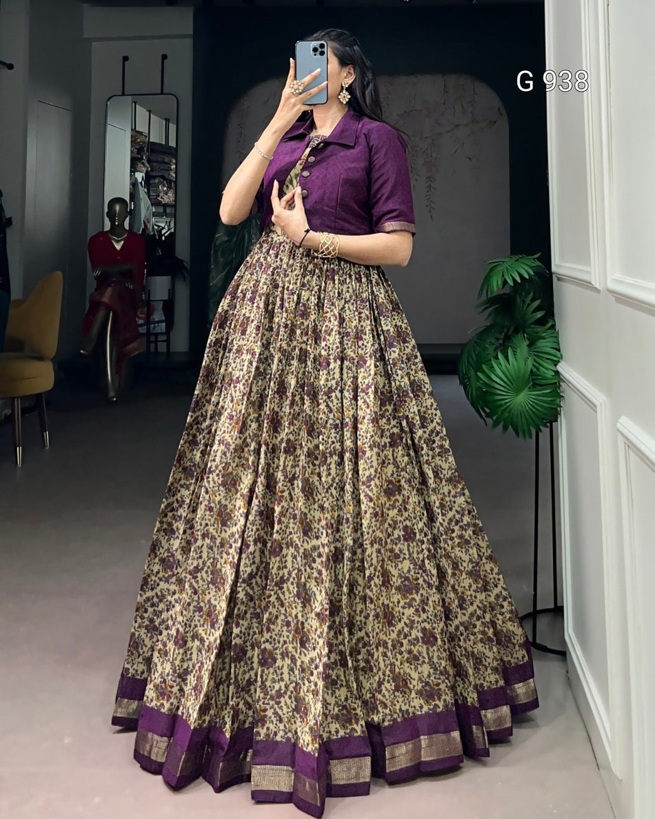 Premium Long Dress with Koti - G 938
