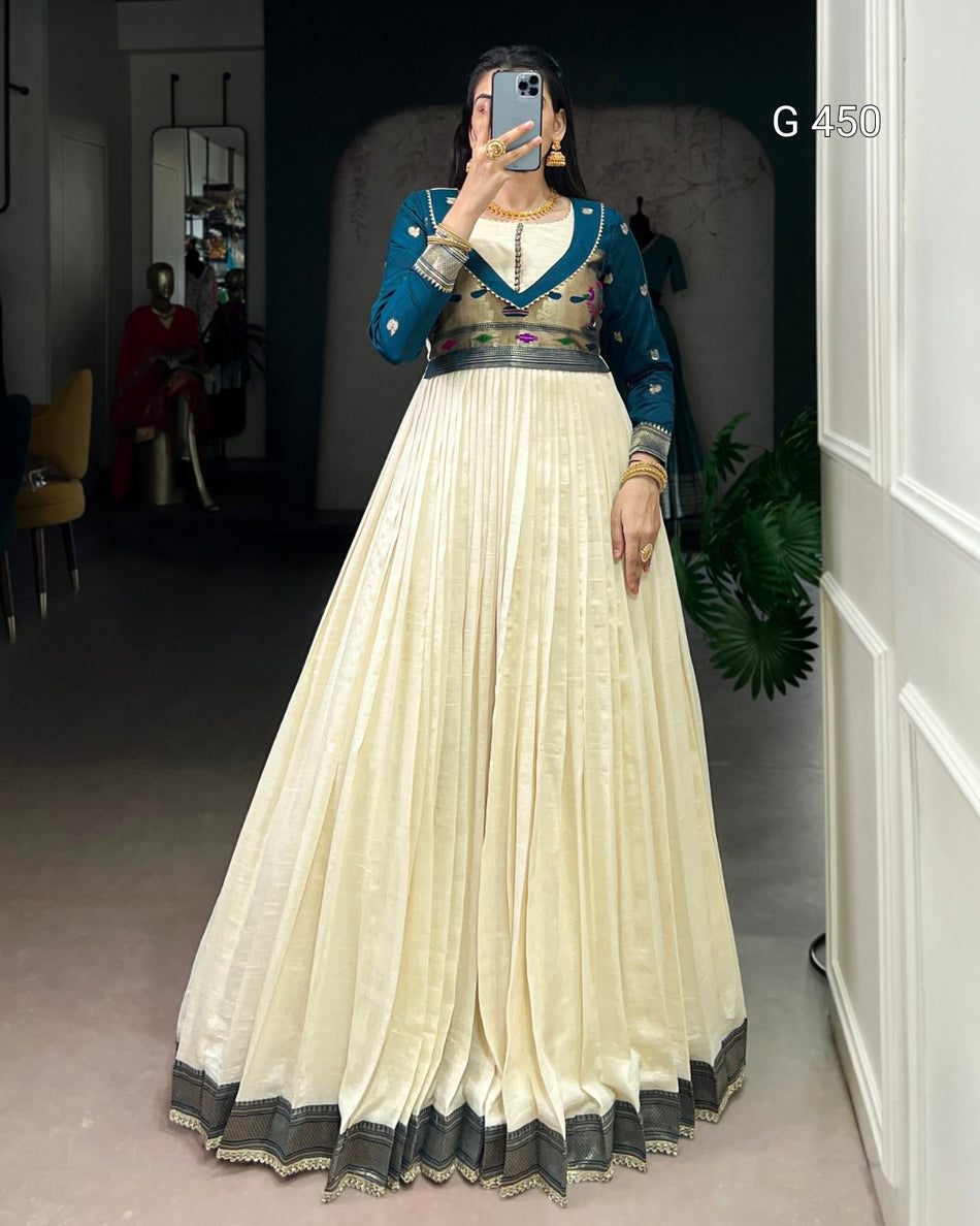 Designer Vichitra Silk Dresses with Flowing Elegance - G 450