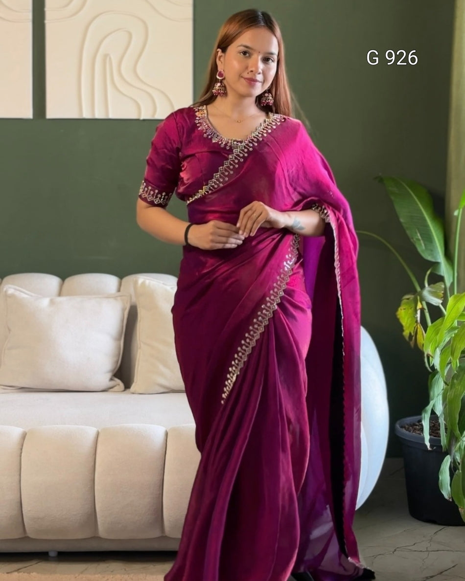 Elegant Zarkan Work Saree Collection - G 926