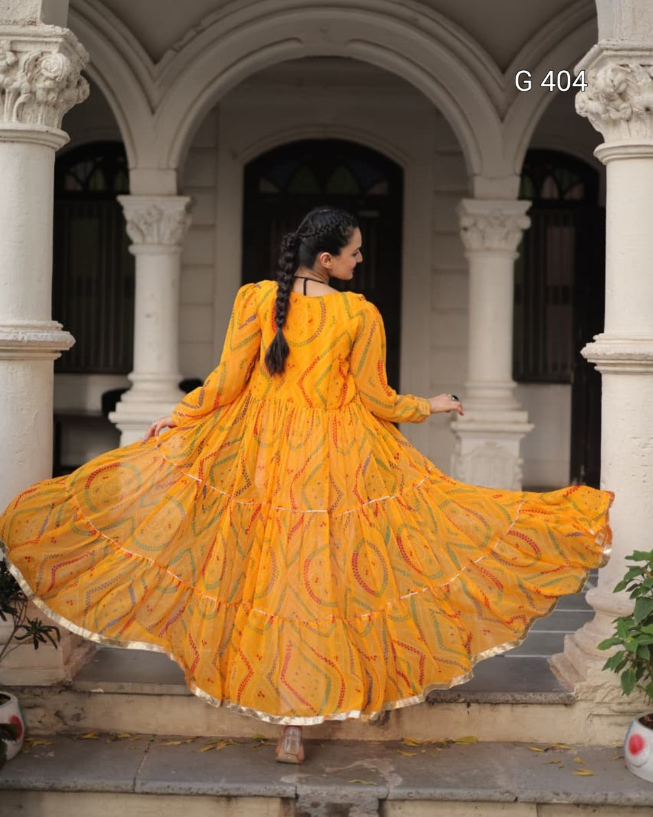 Faux Georgette Shrug Kurti with Bandhani Print – G 404