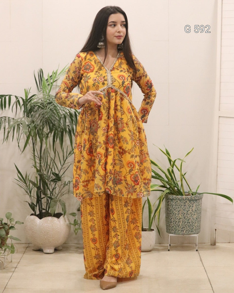 Elegant Organza Silk Outfit for Celebrations - G 592