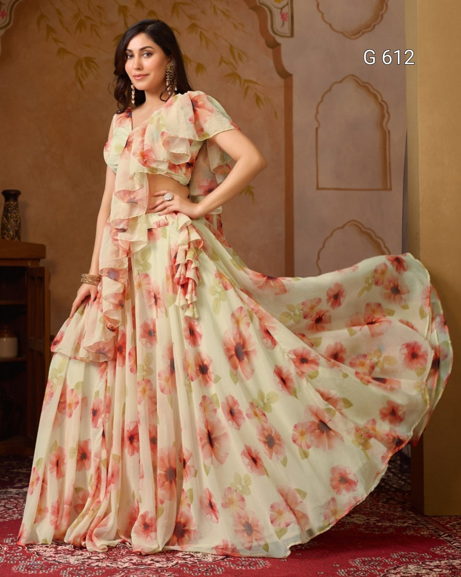 Classic Festive Lehenga with Blooming Elegance - G 612