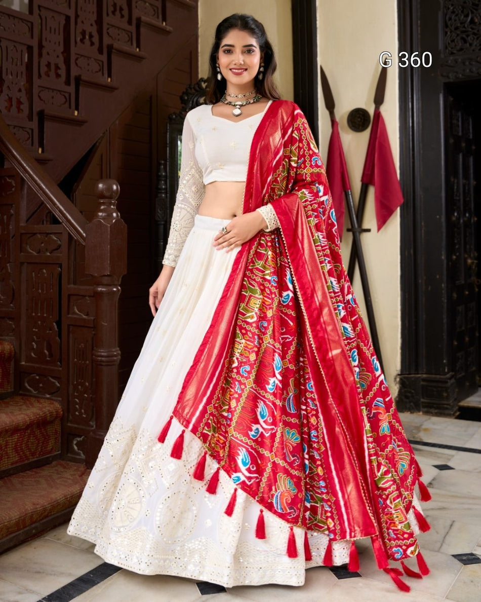 Georgette Lehenga with Lucknowi Paper Mirror Work – G 360