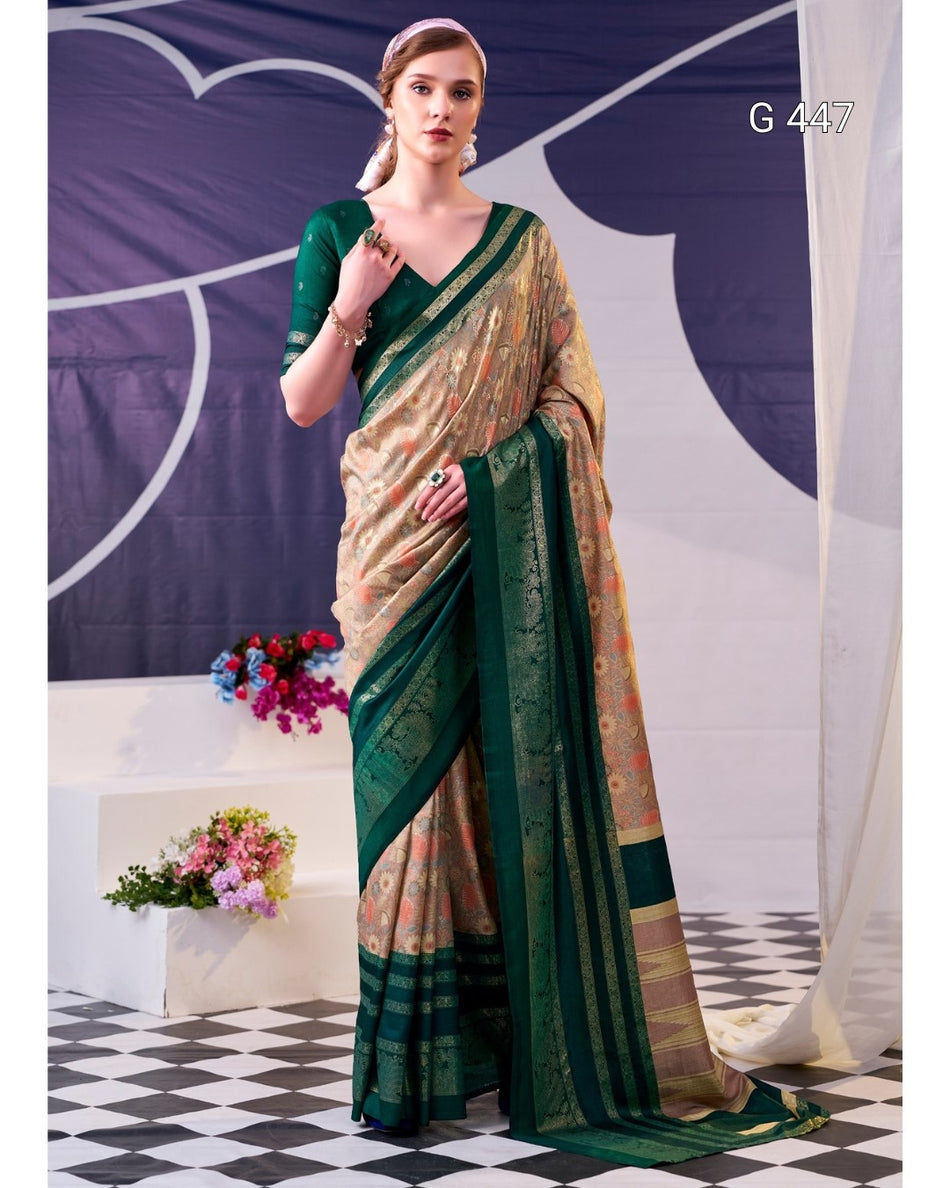 Beautiful Tasar Silk Sarees with Elegant Foil Work -  G 447