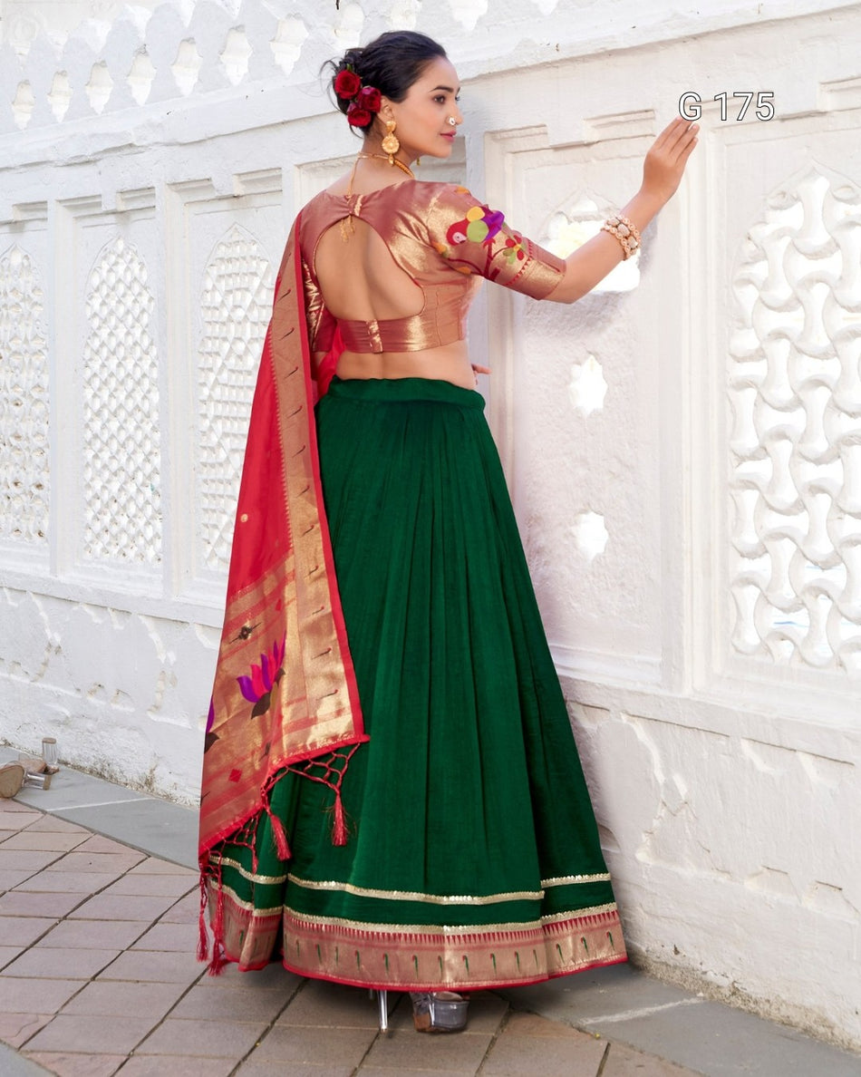 Vichitra Silk Lehenga with Paithani Lace Border and Zari Weaving Dupatta – G 175
