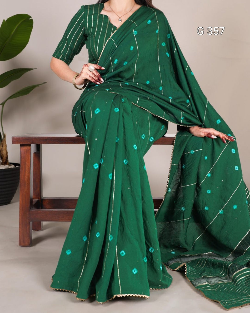 Viscose Chanderi Saree with Sequins & Gota Patti Lace – G357
