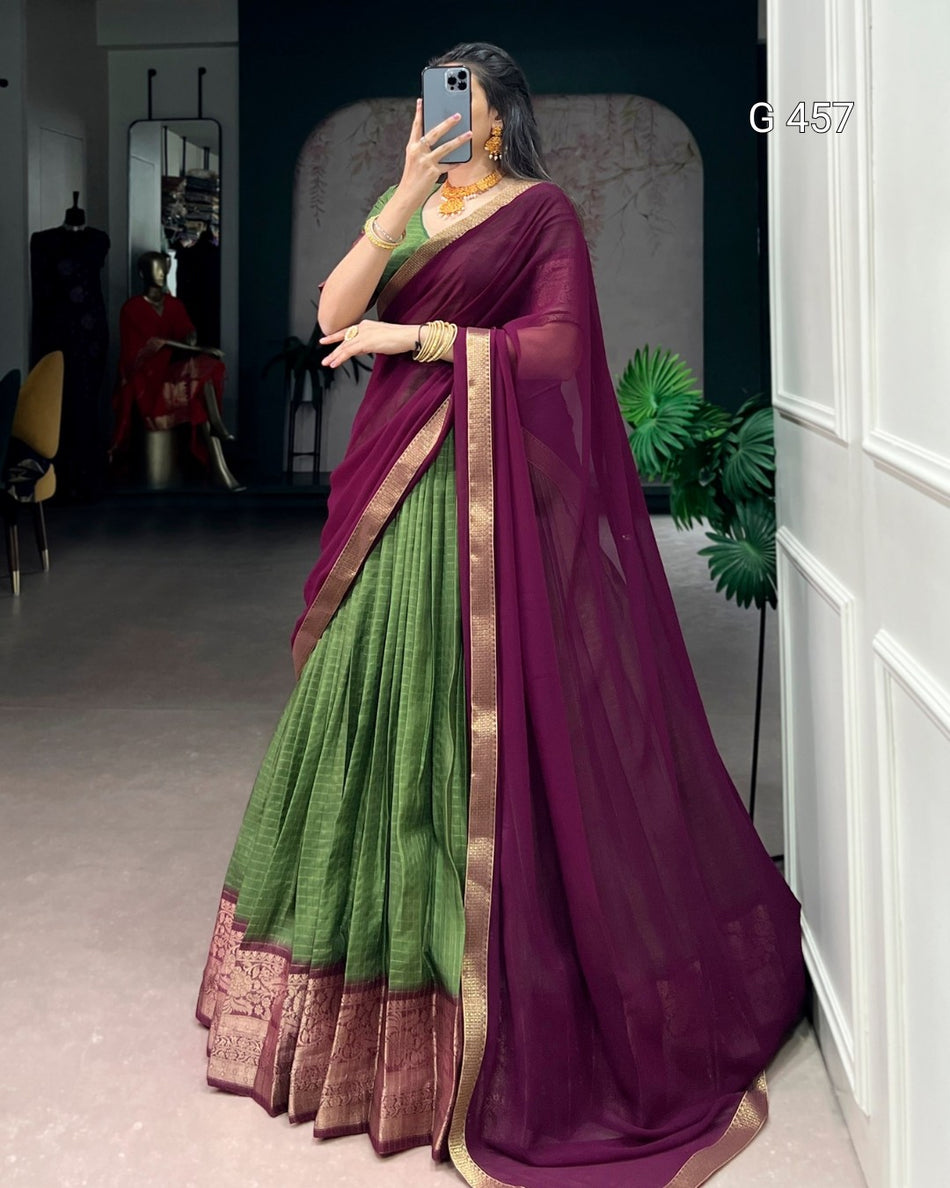 Designer Dola Chex Lehenga with Georgette Dupatta - G 457