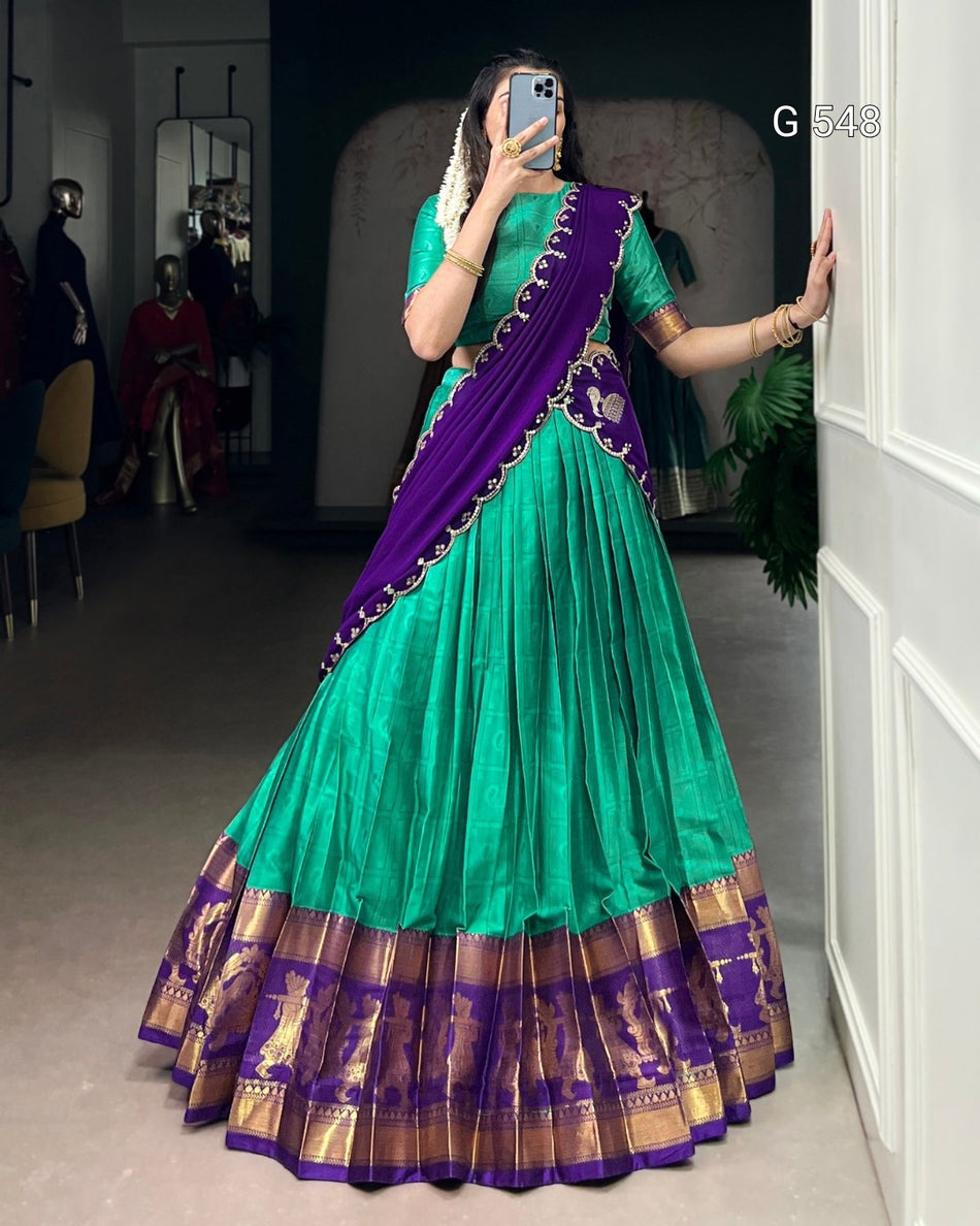 Graceful Poly Cotton Lehenga with Heritage Charm - G 548