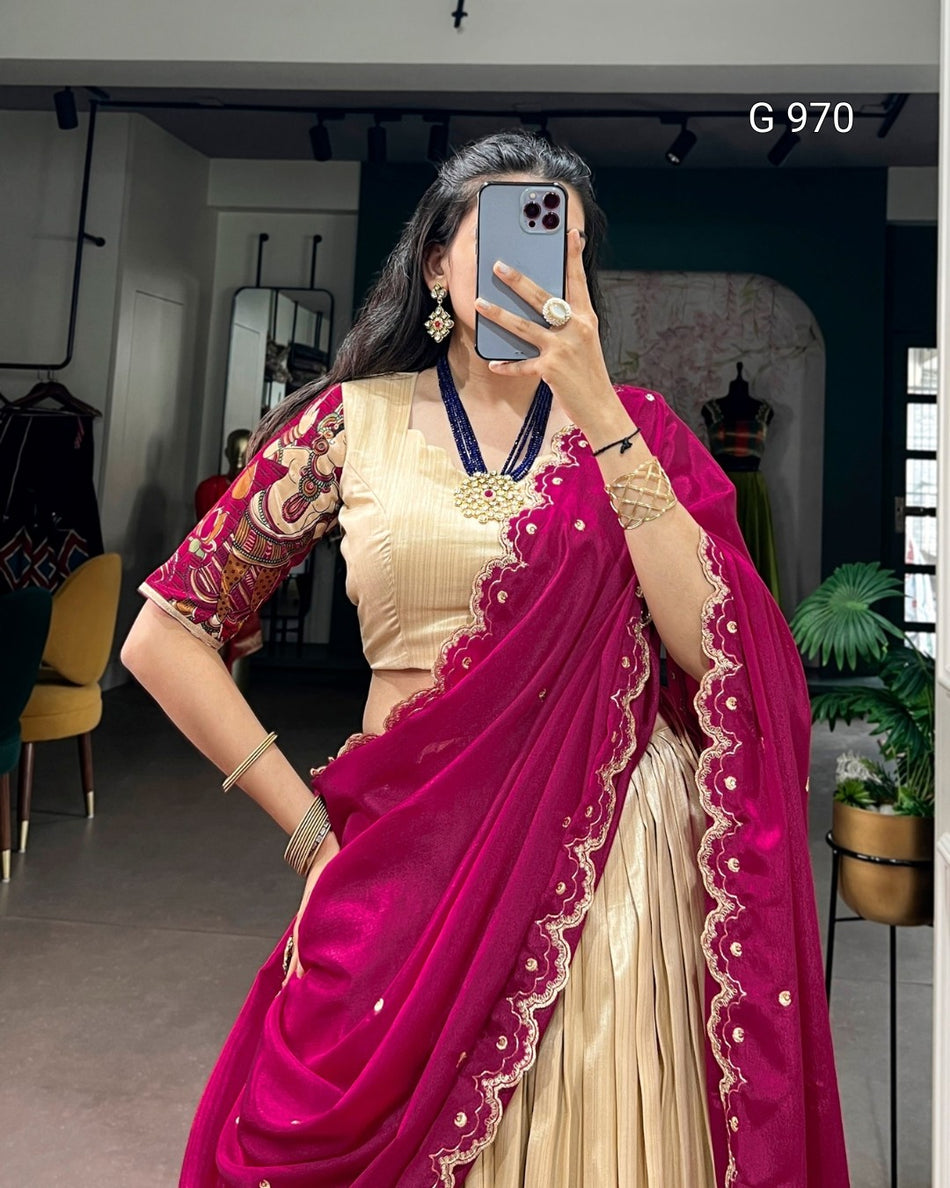 Embroidered Chinon Dupatta Lehenga Collection - G 970
