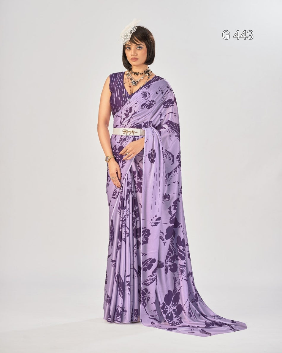 Premium Satin Silk Sarees with Elegant Print - G 443