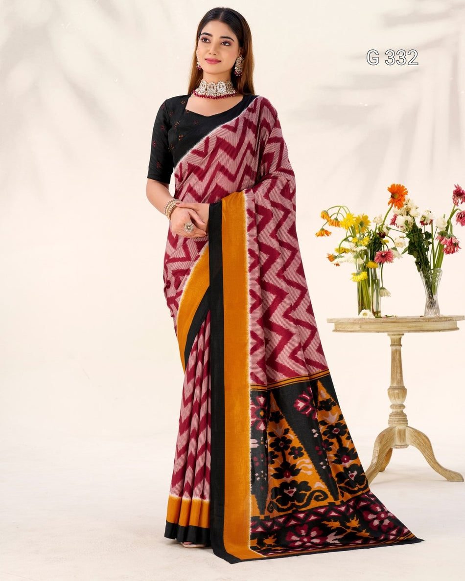 Tasar Silk Saree with Printed Design – G 332